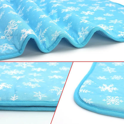 Summer Pet Cooling Mat – Blue Snowflake Cooling Cushion for Dogs, Cats & Kids, Comfortable Heat Relief Pad