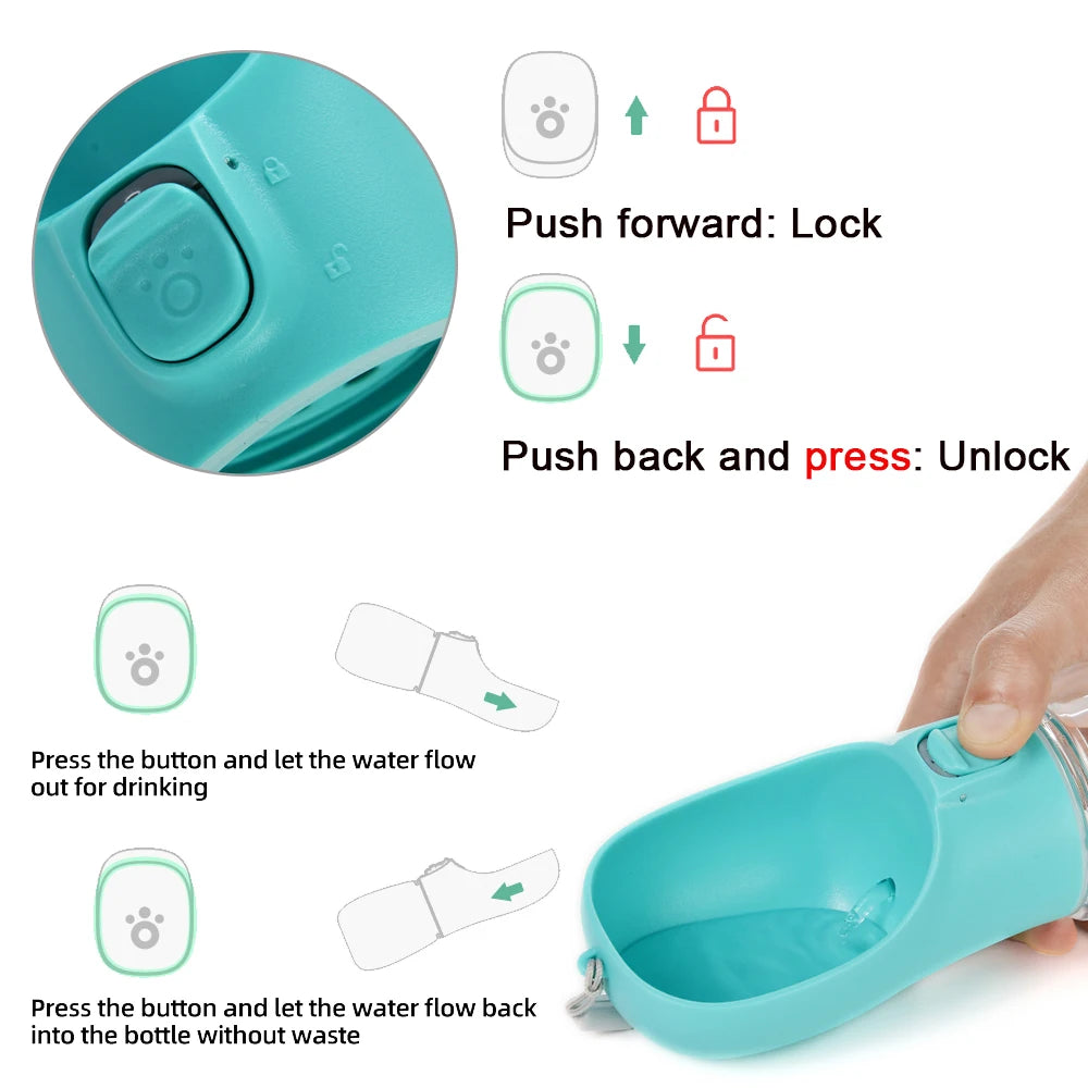 550ml Portable Dog Water Bottle – Outdoor Travel Drinking Bowl for Small, Medium Dogs, Puppies & Cats