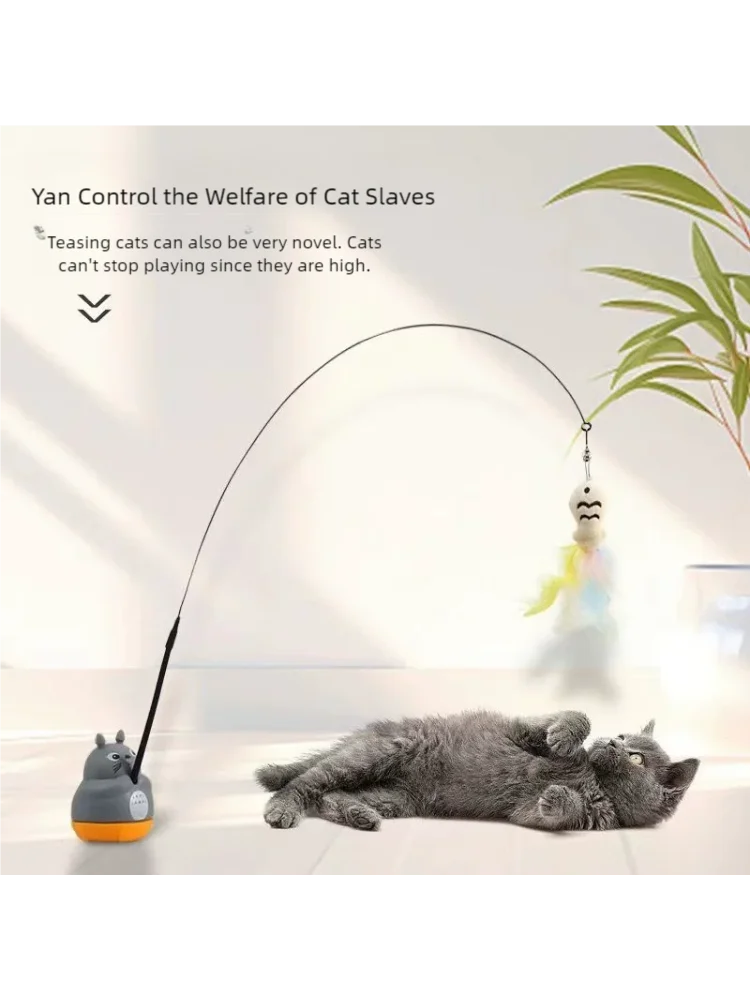 Interactive Feather Cat Wand Toy – Flexible Steel Wire Teaser Stick for Cats & Kittens, Hunting, Exercise & Indoor Play