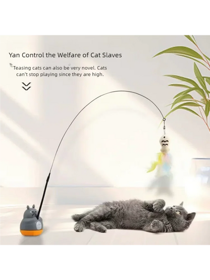 Interactive Feather Cat Wand Toy – Flexible Steel Wire Teaser Stick for Cats & Kittens, Hunting, Exercise & Indoor Play