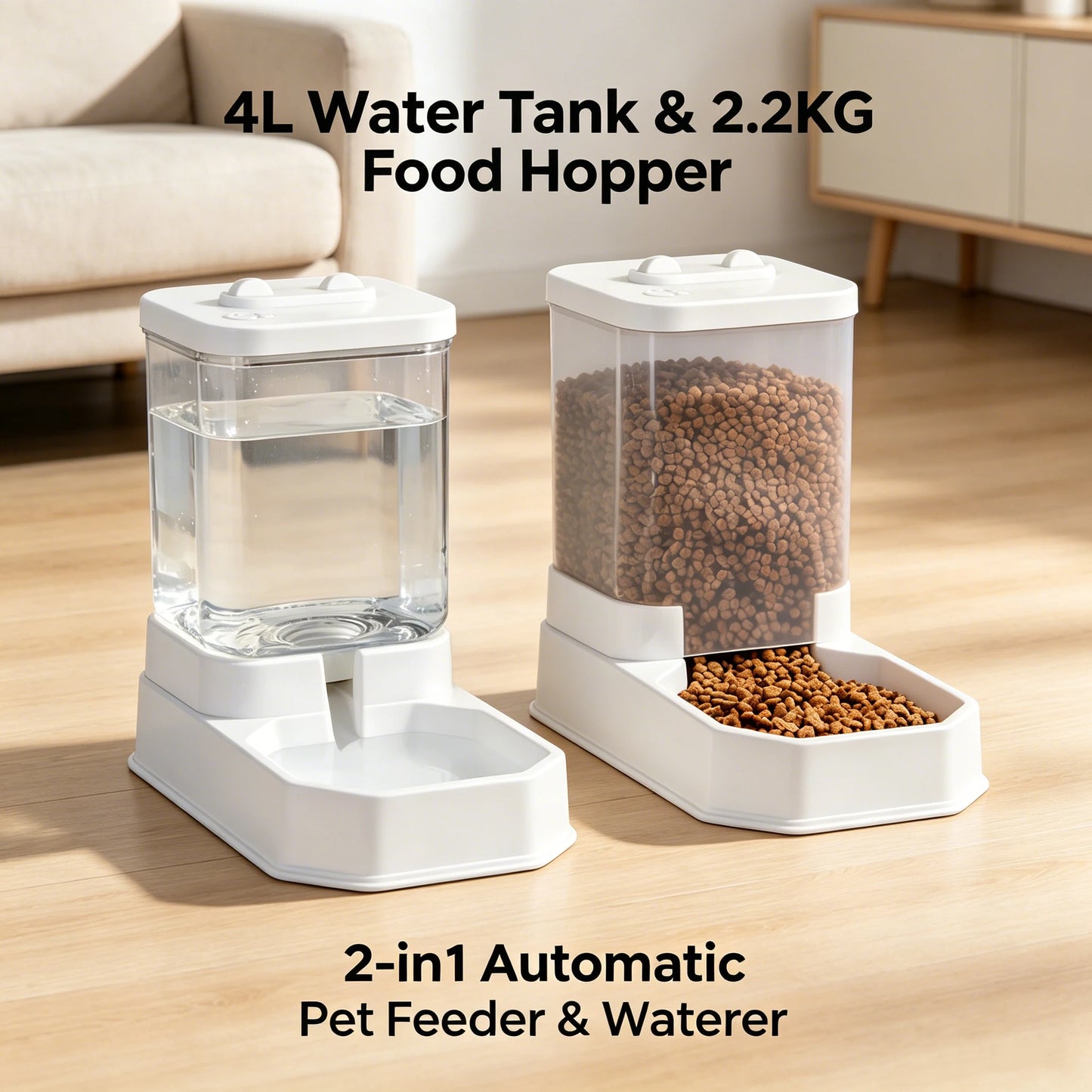 4L Automatic Pet Feeder & Water Dispenser Set – BPA-Free Non-Electric Gravity Food Station for Cats & Dogs