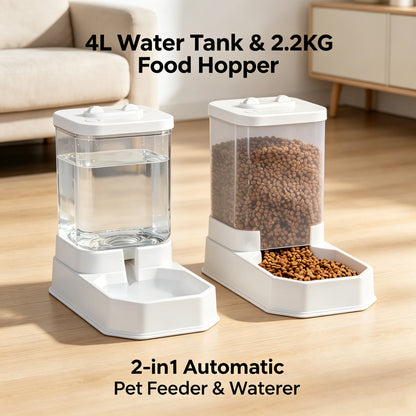 4L Automatic Pet Feeder & Water Dispenser Set – BPA-Free Non-Electric Gravity Food Station for Cats & Dogs