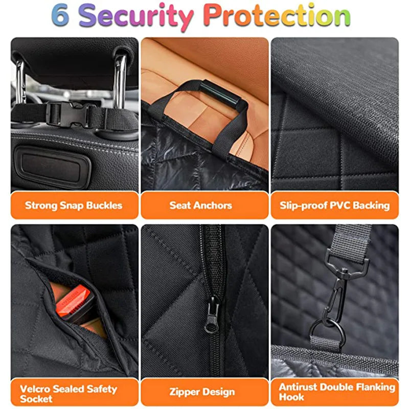 Waterproof Dog Car Seat Cover – Travel Hammock & Rear Back Seat Safety Protector for Small, Medium & Large Dogs