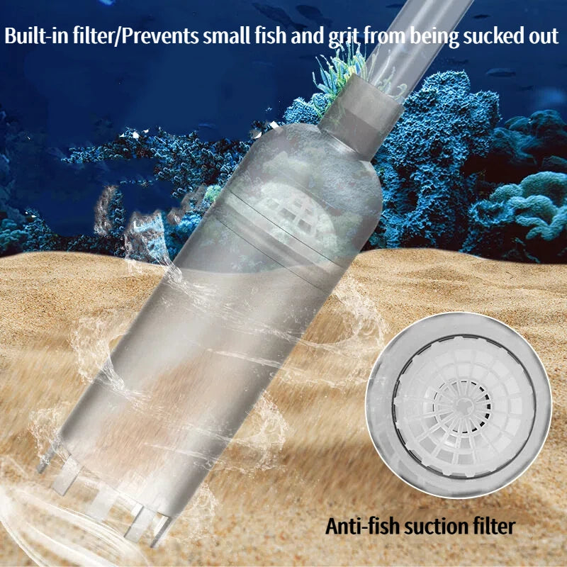 Aquarium Gravel Vacuum – Fish Tank Siphon Water Changer, Sand Cleaner & Cleaning Kit with Extension Tube