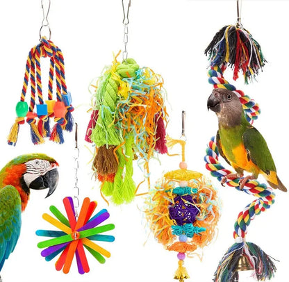 Parrot Toy Set – Interactive Bird Cage Toy Combination with Chewing, Climbing & Play Accessories for Parrots & Pet Birds