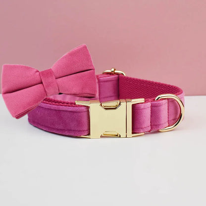 Custom Engraved Velvet Dog Collar and Leash Set – Personalized for Medium & Large Dogs