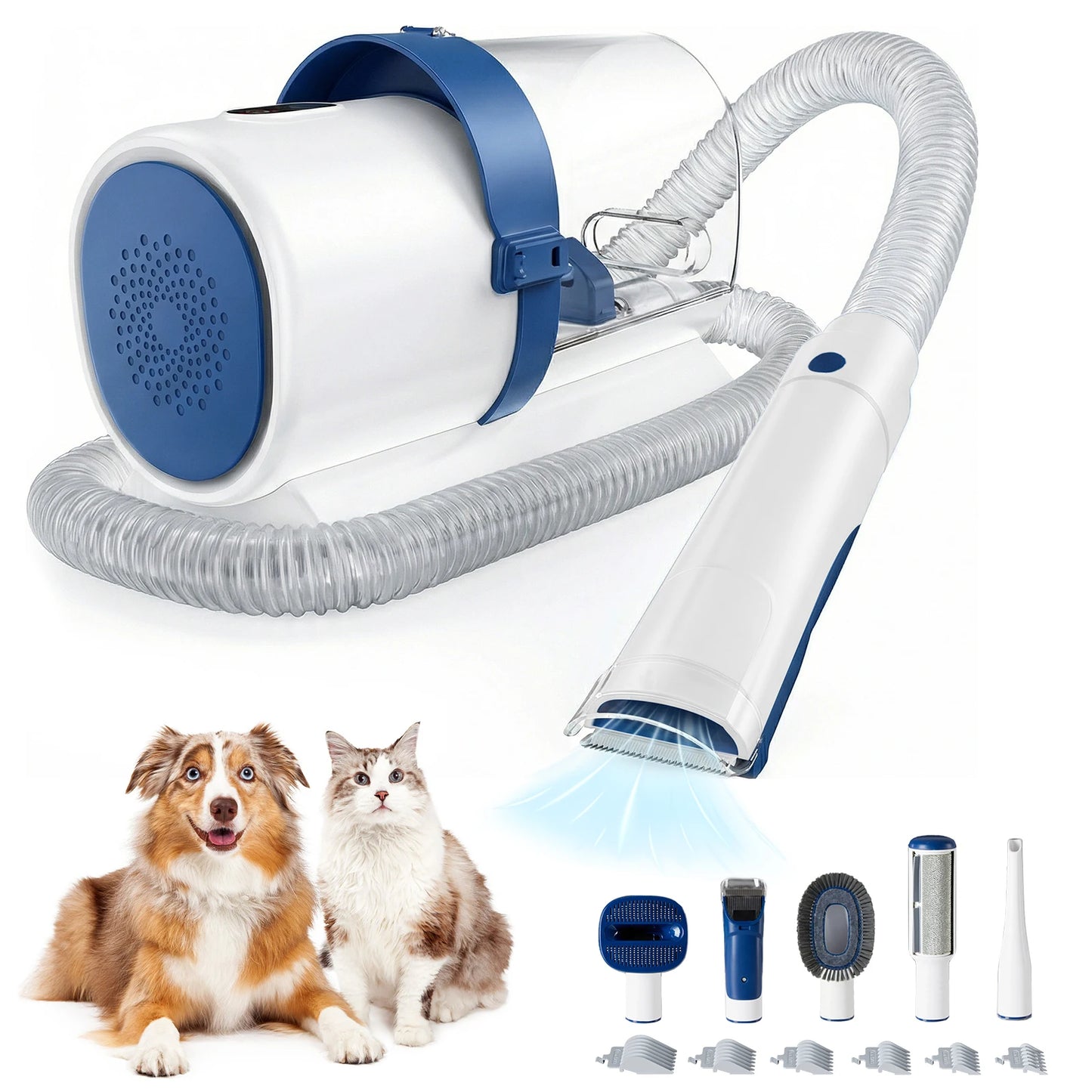 2.5L Professional Pet Grooming Vacuum Kit – 3 Suction Modes, 5 Grooming Tools & Cordless Low-Noise Clippers for Dogs & Cats
