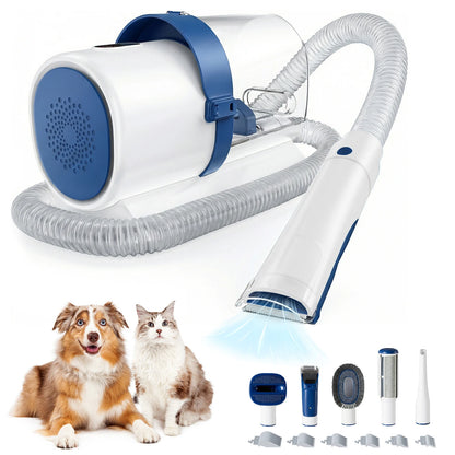 2.5L Professional Pet Grooming Vacuum Kit – 3 Suction Modes, 5 Grooming Tools & Cordless Low-Noise Clippers for Dogs & Cats