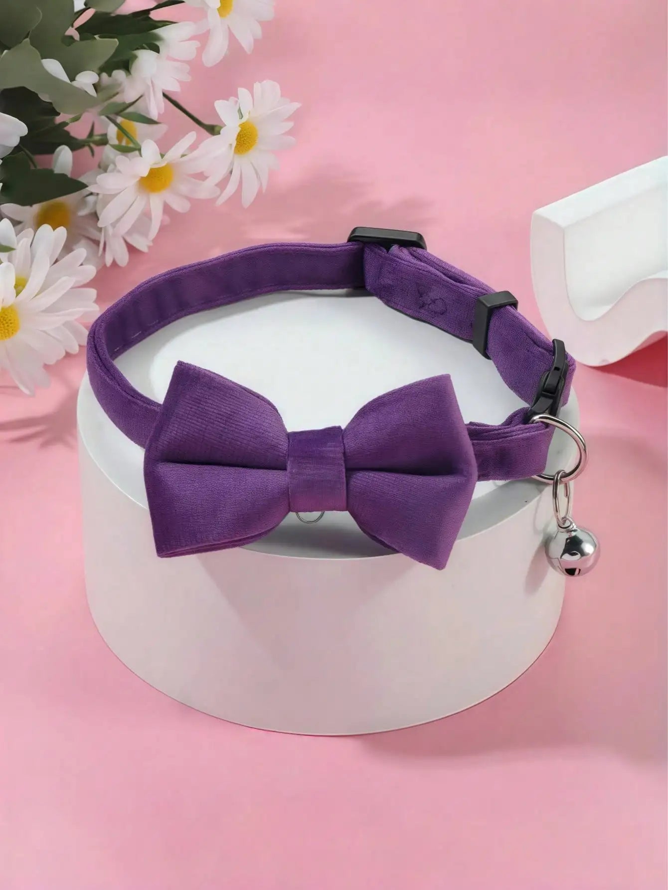 1pc Fashionable Adjustable Pet Collar, Multi-Color, With Bell And Bow Tie - Suitable For Cats And Small Dogs