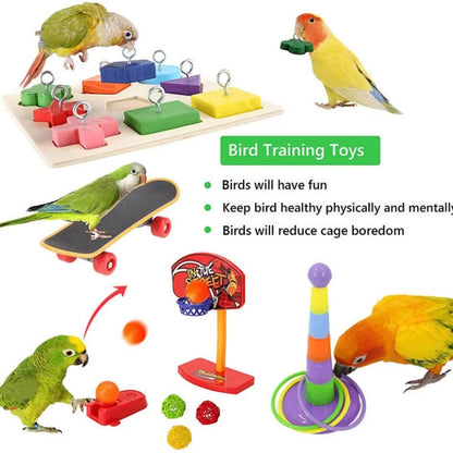 Parrot Toy Set – Interactive Bird Cage Toy Combination with Chewing, Climbing & Play Accessories for Parrots & Pet Birds