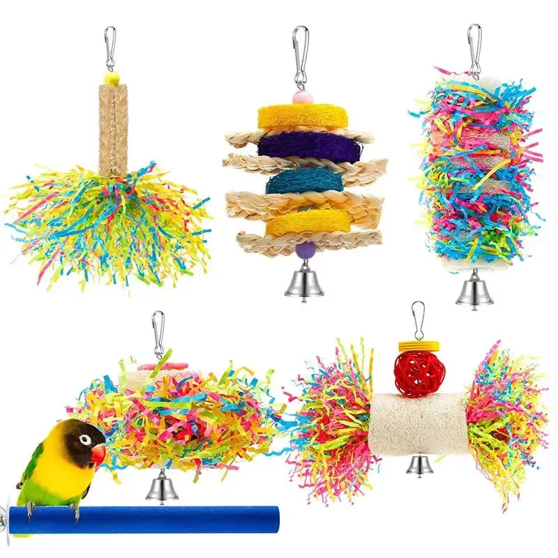 Parrot Toy Set – Interactive Bird Cage Toy Combination with Chewing, Climbing & Play Accessories for Parrots & Pet Birds