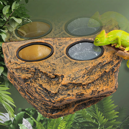 Magnetic Reptile Feeder Ledge – Food & Water Dish with 4 Bowls for Geckos, Lizards, Tree Frogs & Chameleons
