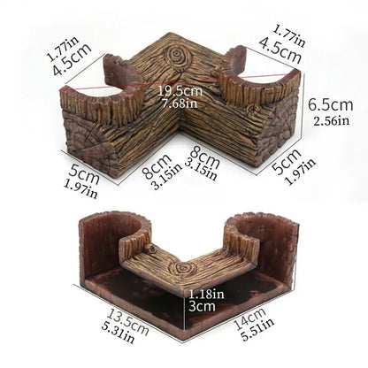 Wood Grain Aquarium Tunnel Cave – Two-Hole Fish Tank Corner Hideout & Shelter Decoration for Fish, Shrimp & Aquatic Pets