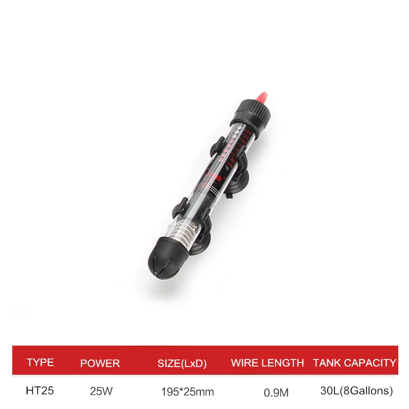 Adjustable Aquarium Heater – 25W/50W/100W/200W/300W Submersible Fish Tank Thermostat Heating Rod for Freshwater & Marine Aquariums