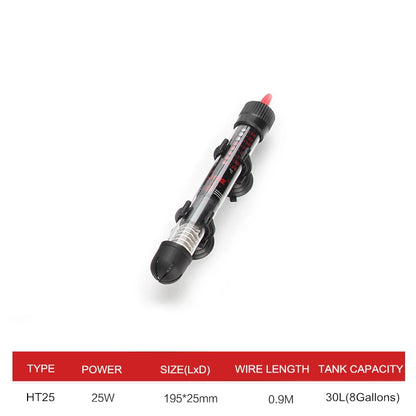 Adjustable Aquarium Heater – 25W/50W/100W/200W/300W Submersible Fish Tank Thermostat Heating Rod for Freshwater & Marine Aquariums