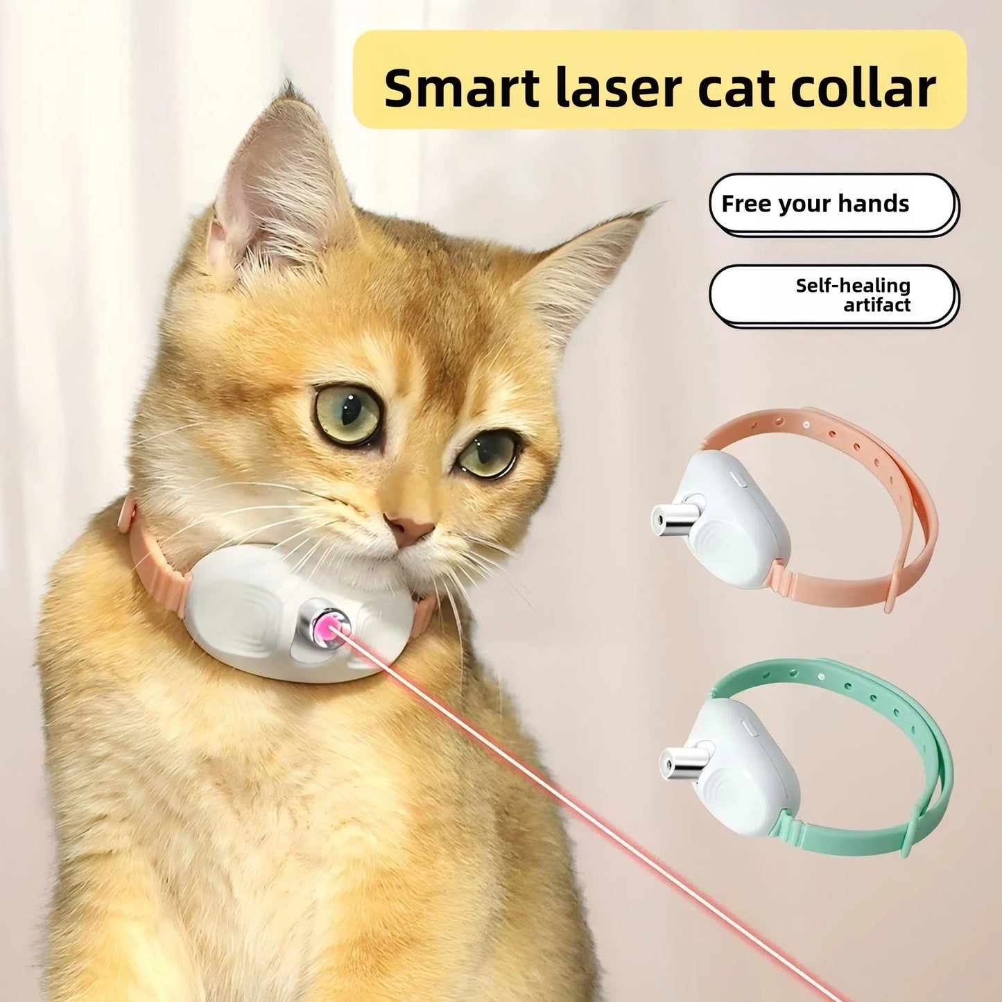 Automatic Laser Cat Collar – Hands-Free Interactive Self-Play Teaser with Adjustable Collar for Indoor Cats & Kittens