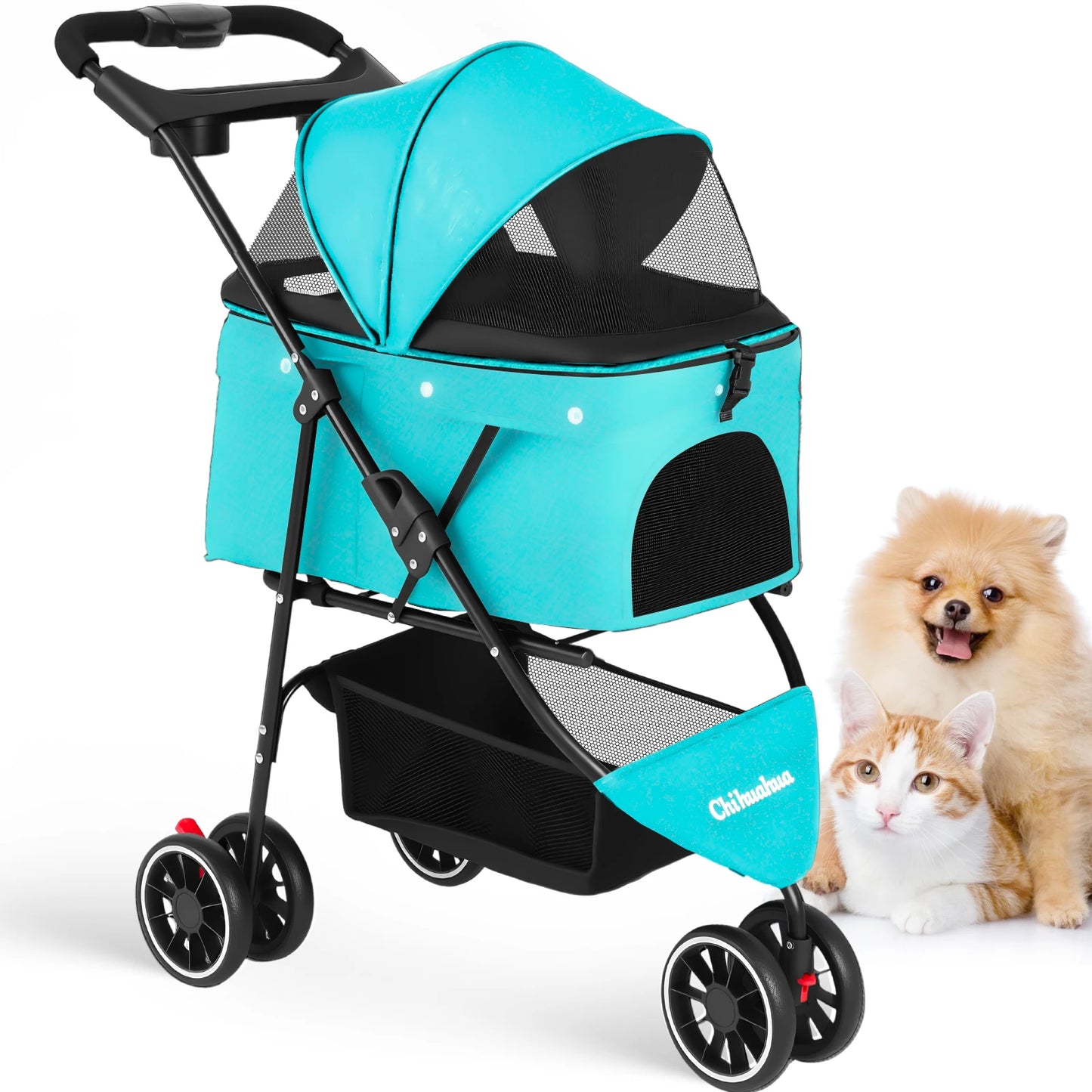 Foldable Pet Stroller – Portable Travel Stroller for Small Dogs, Puppies & Cats