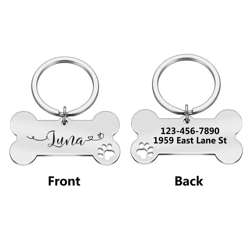 Custom Engraved Dog ID Tag – Personalized Name & Phone Number with Wavy Line Design
