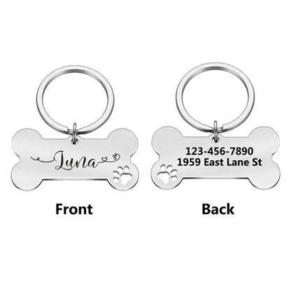 Custom Engraved Dog ID Tag – Personalized Name & Phone Number with Wavy Line Design