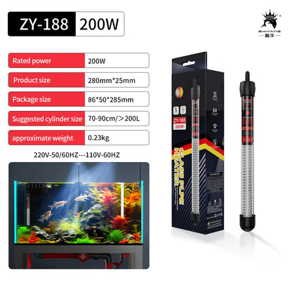 Adjustable Aquarium Heater Rod 25W–300W – Submersible Thermostat Water Heater for Fish Tanks (110V–220V)