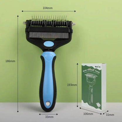 3-in-1 Pet De-shedding Brush – Dog & Cat Hair Remover, Detangling Comb and Fur Grooming Tool