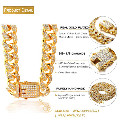 Luxury Gold And Silver Cuban Link Cat Collar Necklace – Crystal Rhinestone Pet Jewelry for Cats & Kittens