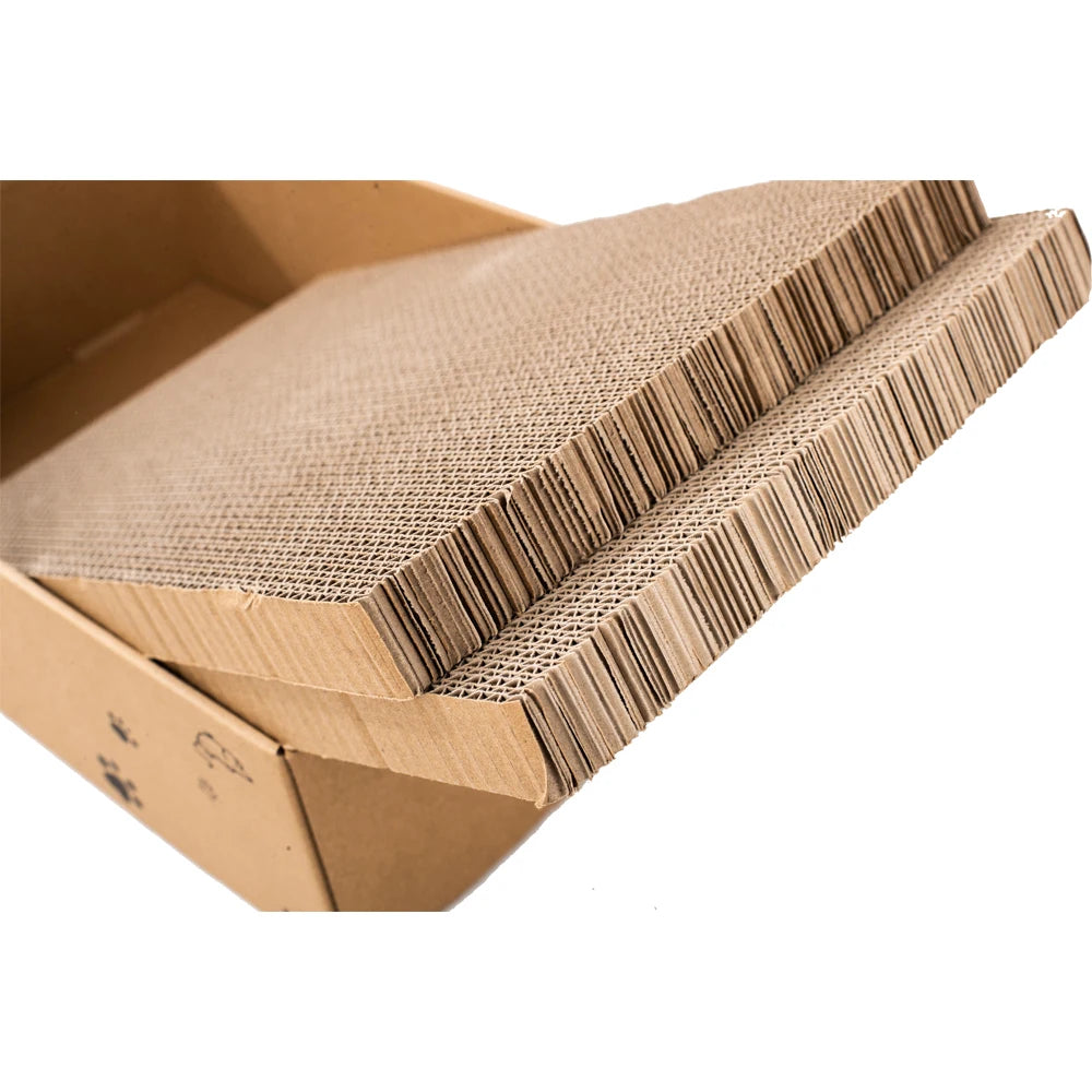 4-Pack Corrugated Cat Scratching Boards – Reversible Cardboard Scratch Pads with Catnip, 16.5 x 10.4 Inches for Indoor Cats