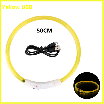 USB Rechargeable LED Glowing Dog Collar – Adjustable Light-Up Safety Collar for Small & Large Dogs and Cats