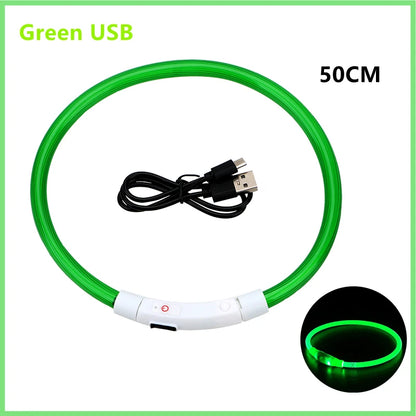 USB Rechargeable LED Glowing Dog Collar – Adjustable Light-Up Safety Collar for Small & Large Dogs and Cats