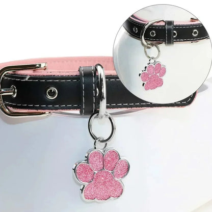 Personalized Pet Name Tag – Engraved Paw Print Collar Pendant for Dogs & Cats