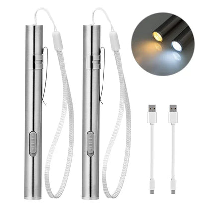 USB Rechargeable LED Pen Light – Portable Medical Inspection Flashlight with Stainless Steel Clip for Nurses, Doctors & Veterinary Use