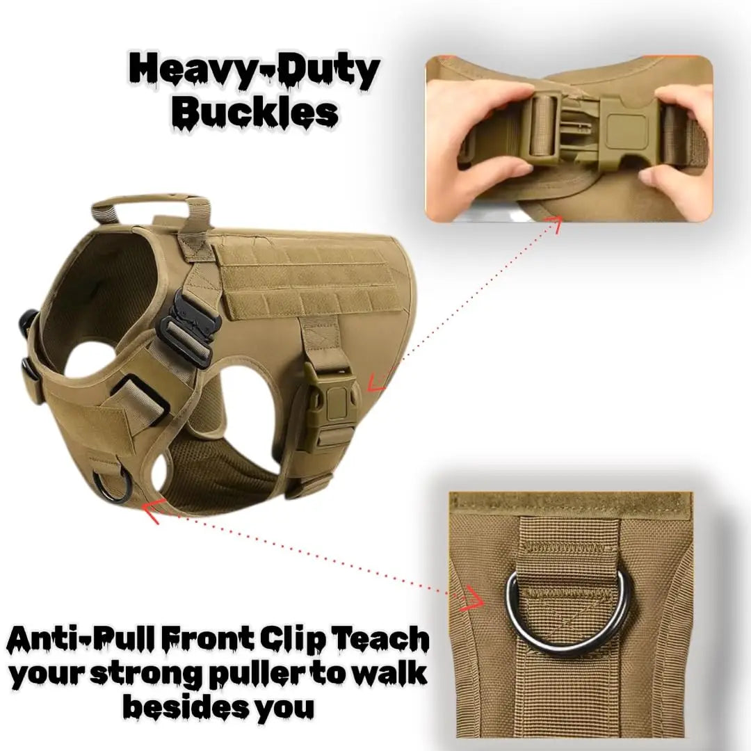 Tactical Dog Harness – Heavy-Duty Adjustable No-Pull Service Vest with Control Handle for Training, Hunting & Walking Large Breed Dogs