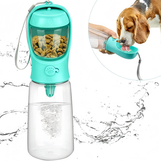 Portable Pet Water Bottle – Food Grade Travel Water Cup with Food Dispenser for Dogs, Cats & Puppies