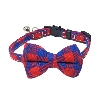 Plaid Breakaway Cat Collar with Bow Tie & Bell – Adjustable Safety Collar for Cats and Kittens