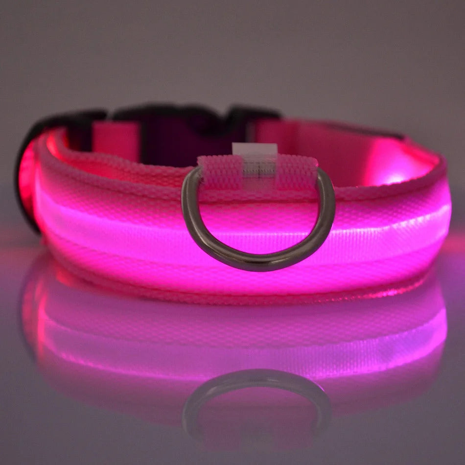 LED Dog Leash & Collar Set – Glow-in-the-Dark Flashing Nylon Safety Gear for Night Walking and Outdoor Adventures