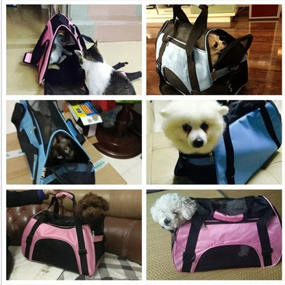 Portable Mesh Pet Carrier Bag – Breathable Foldable Travel Handbag for Cats & Small Dogs