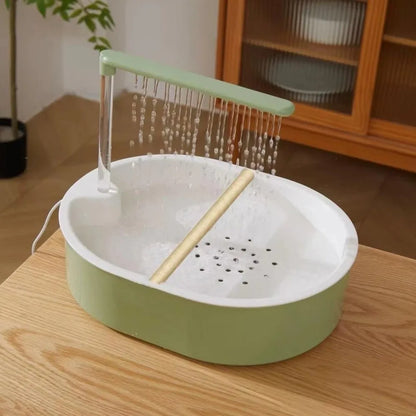Circulating Water Automatic Bird Bathtub with Resting Stick Large-capacity Parrot Shower Comfort Bird Water Sprayer