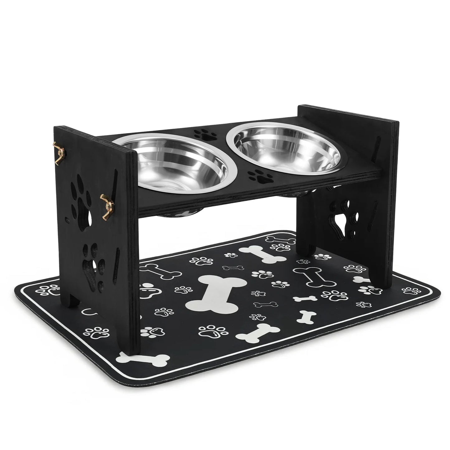Elevated Pet Bowls with Adjustable Stand – Slow Feeder & Double Stainless Steel Food and Water Bowls for Small, Medium & Large Pets