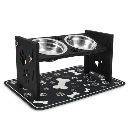 Elevated Pet Bowls with Adjustable Stand – Slow Feeder & Double Stainless Steel Food and Water Bowls for Small, Medium & Large Pets