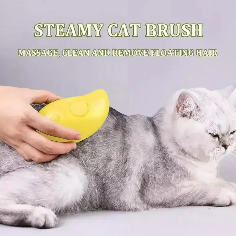 3-in-1 Pet Steam Brush – Electric Spray Grooming, Deshedding & Massage Comb for Cats and Dogs