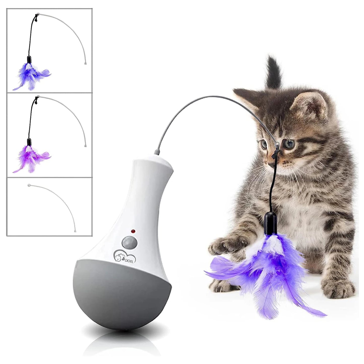 DOEL Automatic Interactive Cat Feather Toy – Electronic Feather Teaser for Indoor Cats & Kittens, Fun Exercise & Hunting Play