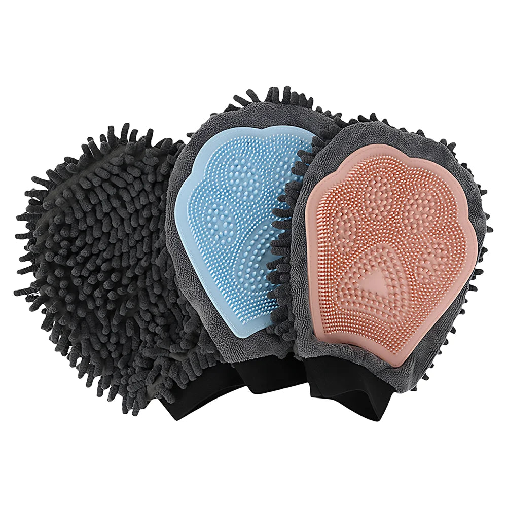 2-in-1 Pet Bath Glove with Double-Sided Cleaning Brush – Waterproof Grooming & Massage Mitt for Dogs & Cats