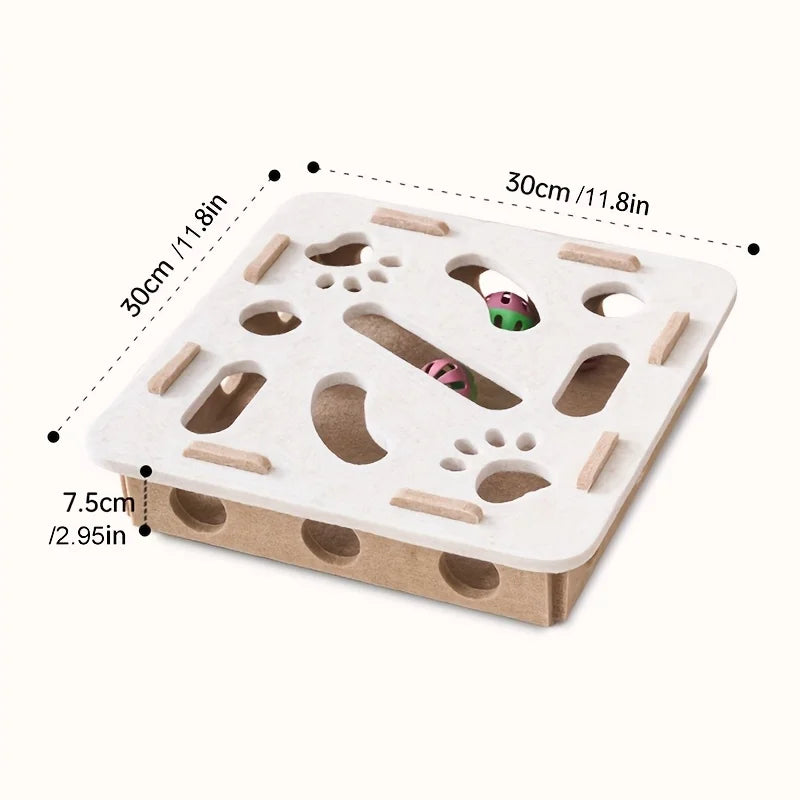Interactive Cat Puzzle Toy Box – Felt Maze Tunnel with Bell Ball for Indoor Cat Entertainment & Enrichment