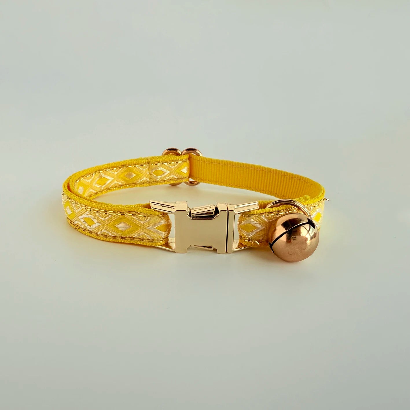 Personalized Jacquard Cat Collar with Gold Thread – Adjustable Collar for Kittens & Small Dogs