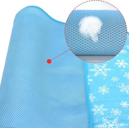 Summer Pet Cooling Mat – Blue Snowflake Cooling Cushion for Dogs, Cats & Kids, Comfortable Heat Relief Pad