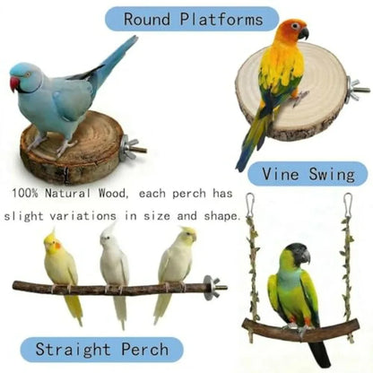 8-Piece Bird Perch & Play Gym Set – Climbing Ladder and Exercise Toys for Parrots & Parakeets
