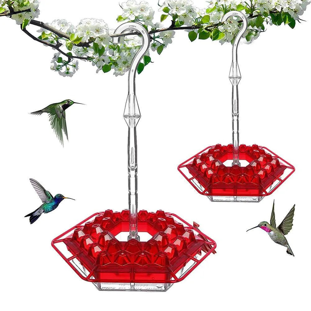 Red Hexagon Hummingbird Feeder with Hanging Hook – Outdoor Nectar Feeder for Garden Birds