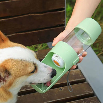Portable Pet Water & Food Bottle – 2-in-1 Travel Feeder for Dogs & Cats with Storage Container