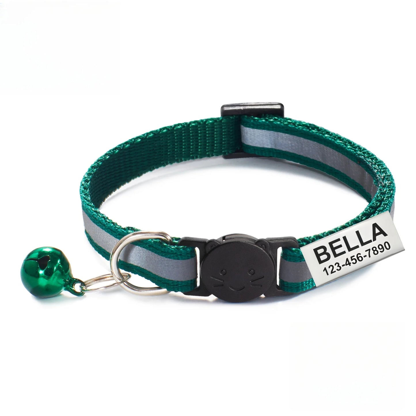 13 Colors Custom Engraved Reflective Cat Collar with Safety Buckle & Bell, Adjustable Personalized Pet Collar for Small Cats