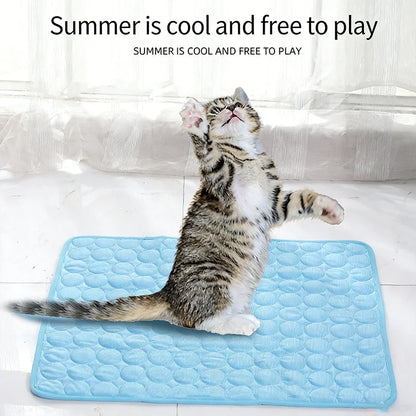 Ice Silk Pet Cooling Mat – Waterproof Self-Cooling Sleeping Pad, Washable Anti-Slip Bed for Dogs & Cats